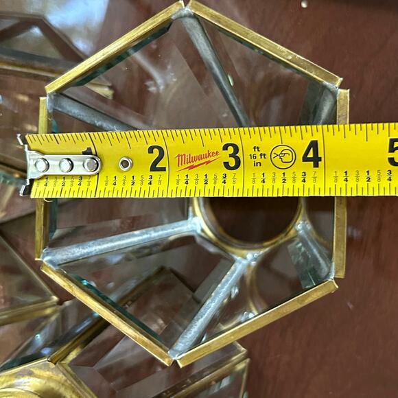 Set of 4 Faceted Glass & Brass Lamp Shades – 2” Fitter, 6-Panel Design - Picture 12 of 12